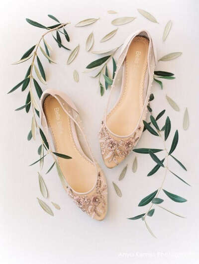 Floral Beaded Wedding / Evening Flats