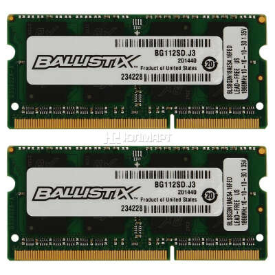 SO-DIMM DDR3L, 16ГБ (2x8ГБ), Crucial Ballistix Sport, BLS2C8G3N18AES4CEU