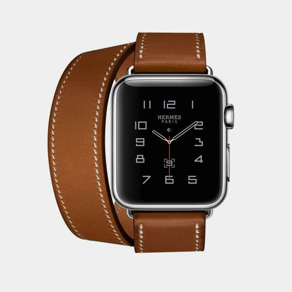 Apple Watch Hermès Double Tour, 38mm Stainless Steel Case with Etain Leather Band - Small/Medium