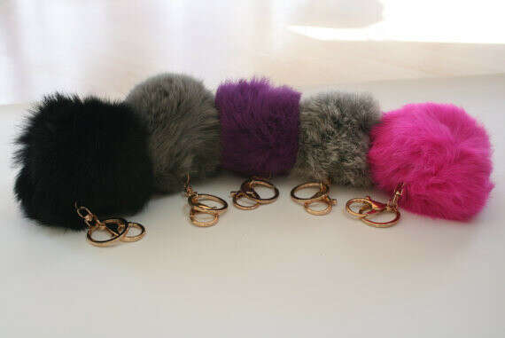 Limited Edition Genuine Rabbit fur pom pom keychain or bag pendant please choose color