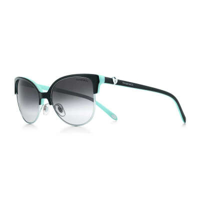 Tiffany Locks cat eye sunglasses in black and Tiffany Blue acetate.