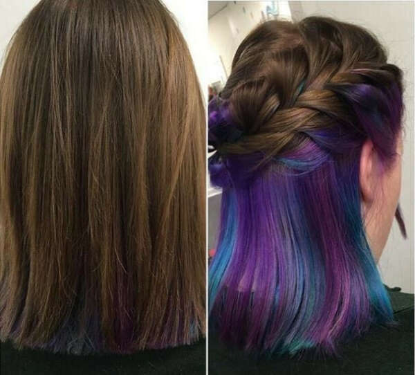 Покрасить нижнюю часть волос в фиолетовый