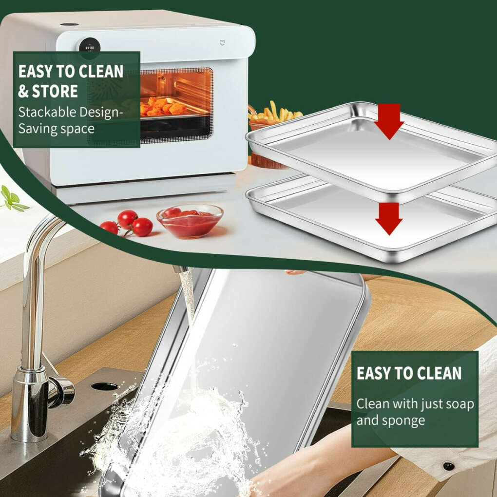 CEKEE Baking Sheet Set of 2 - Stainless Steel Half Sheet Pan