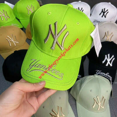 MLB NY GALLIGRAPHY ADJUSTABLE CAP NEW YORK YANKEES HAT FLUORESCENT GREEN