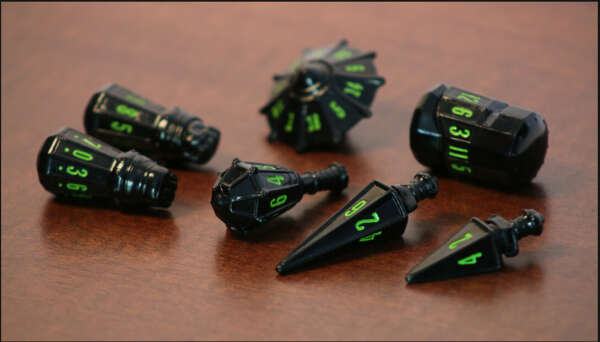 PolyHero dice warrior set black & goblin green