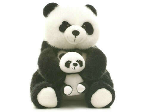 Мягкая игрушка Панда с малышом сидящая 8013