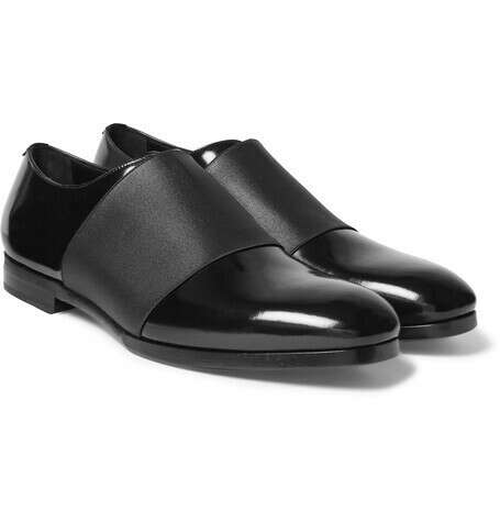Jimmy Choo Peter-Elastic Trimmed Polished Leather Oxford Shoes