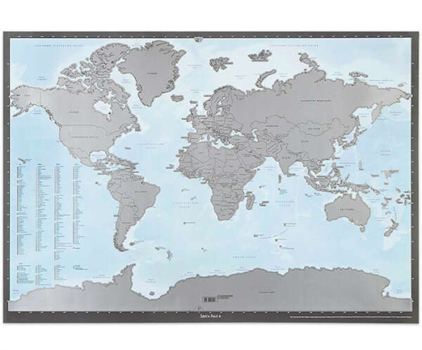 Карта мира со стираемым слоем «Здесь был я»