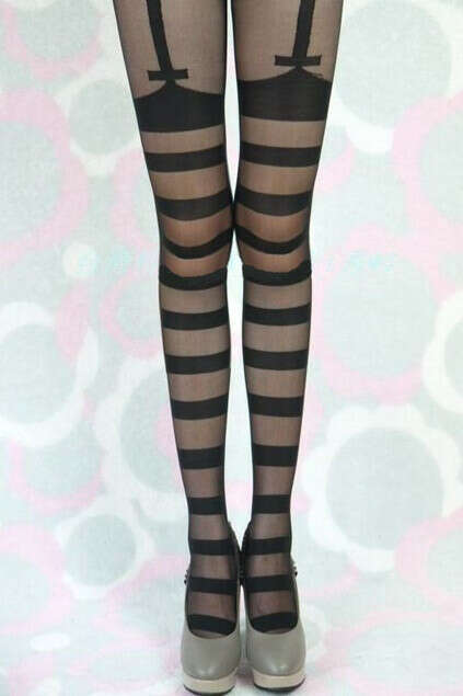 Stripes Black Tights