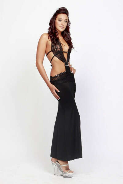 NL2159 Sexy Long Dress with Lace ad Diamante Buckle Ohh La La