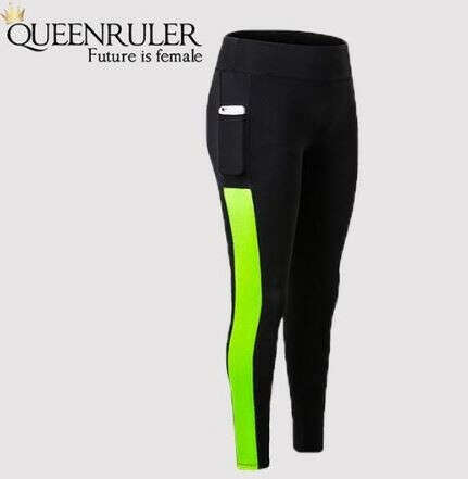 Athletic Leggings With Pocket (Black Green)