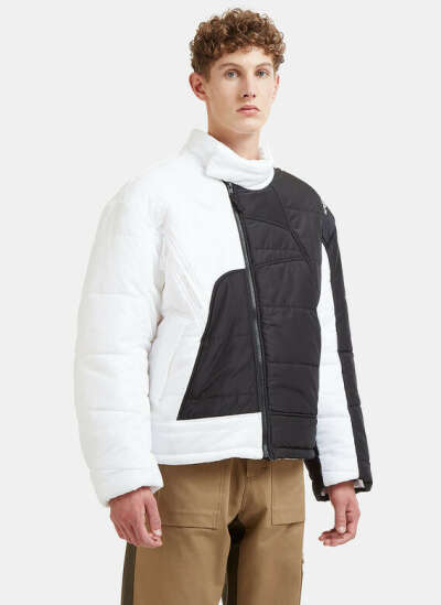 X HELLY HANSON CUSTOMISED PADDED TWO TONE JACKET IN MONOCHROME
