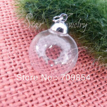 20X5mm glass globe bubble bottle +8mm silver/bronze/gold top connector