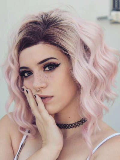 Pink Ombre Wavy Lob Synthetic Lace Front Wig - All Synthetic Wigs - EvaHair