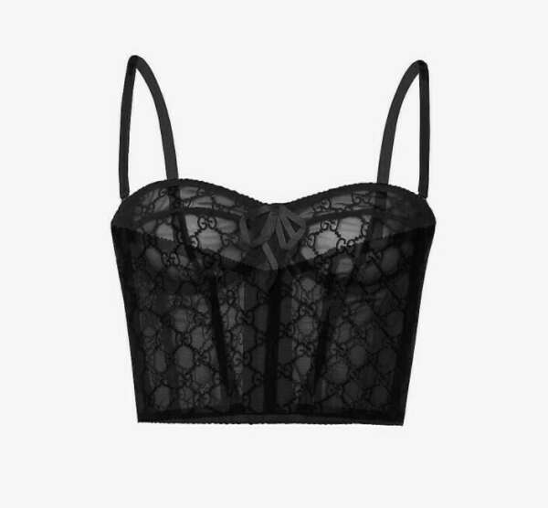 GUCCI GG-embroidered mesh bralette