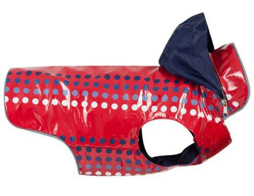 RC Pet Products Yale Town Slicker Dog Coat, Size 12, Red Dots