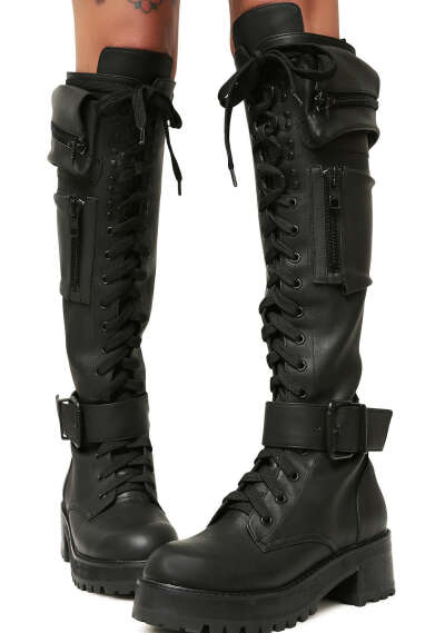 OBSIDIAN POCKET COMBAT BOOTS