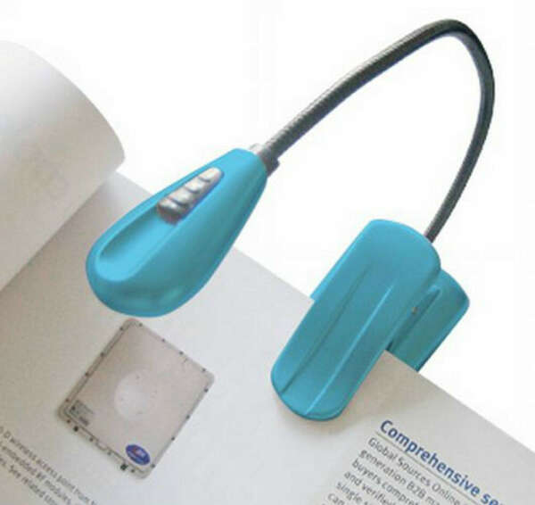 LED Book Light with Flexible Gooseneck Portable Travel Reading Task Lamp - Blue