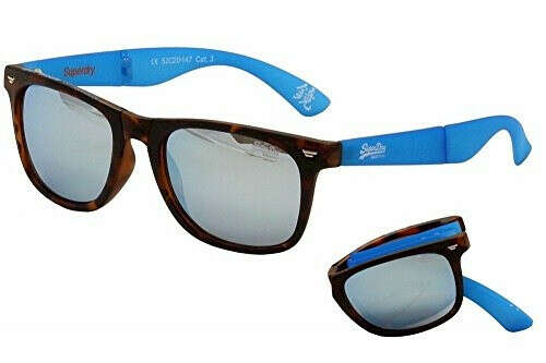 Superdry SDS Supergami 105 Matte Havana/Neon Blue Folding Sunglasses 52mm