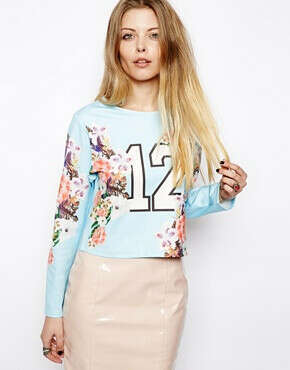 ASOS Floral Scuba Top with 12 Print