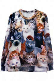 Massive Kitten Pattern Sweatshirt - OASAP.com