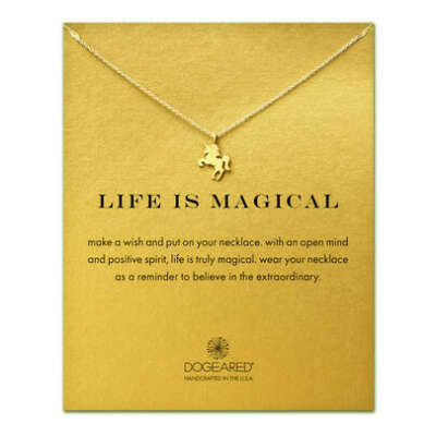 necklaces - make a wish on a chain life is magical unicorn necklace, gold dipped