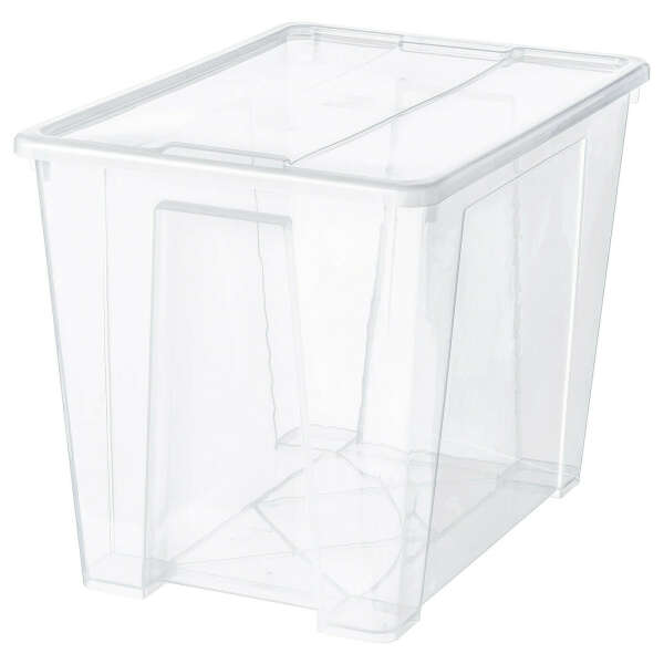 Купить САМЛА Контейнер с крышкой, прозрачный, 57x39x42 см/65 л по выгодной цене в интернет-магазине - IKEA