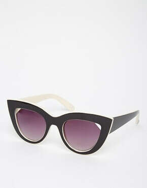 ASOS Flat Top Cat Eye Sunglasses With Cut Away Lens at asos.com