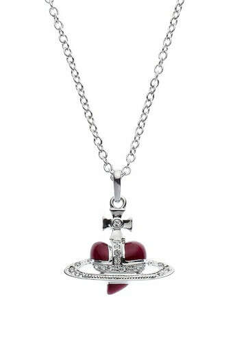 diamante heart pendant red