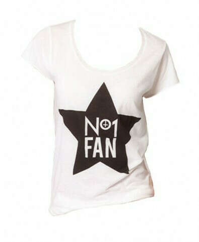 White Short Sleeve T-shirt with Star Print