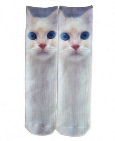 Miss Cat Printed Cotton Socks