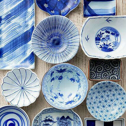 blue and white pottery