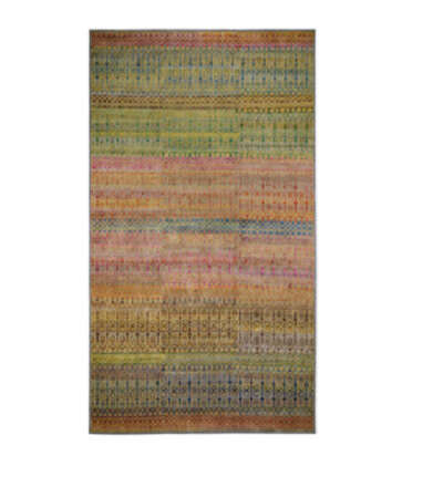10&#039;x14&#039; Colorful Grass Design Sari Silk Textured Wool Modern Hand Knotted Oriental Rug