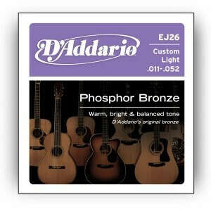 Струны для акустической гитары D`ADDARIO EJ26 PHOSPHOR BRONZE CUSTOM LIGHT 11-52