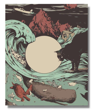 Картина по номерам "Закат на море и черный кот"