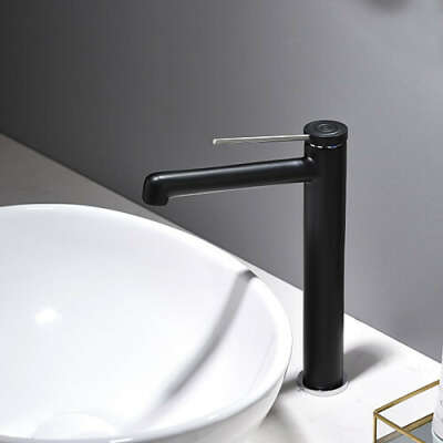 Contemporary Painting  Black Deck Mounted Single Handle One Hole Bathroom Sink Faucet– FaucetSuperDeal.com