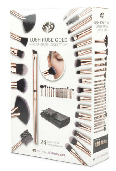 Rio Lush Rose Gold 24 Piece Makeup Brush Collection