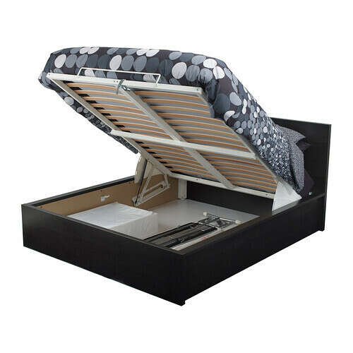 МАЛЬМ Кровать с подъемным механизмом - черно-коричневый, 140x200 см  - IKEA