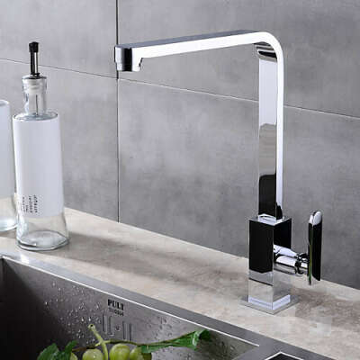 Contemporary Chrome Deck Mounted Brass Single Handle One Hole Kitchen Faucet– FaucetSuperDeal.com
