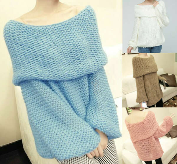 SEXY 2013 New Pure Color Off shoulder Slash Neck Oversized Knitwear Coats Ladies Pullover Tops Sweater Women T2 225-in Pullovers from Apparel & Accessories on Aliexpress.com