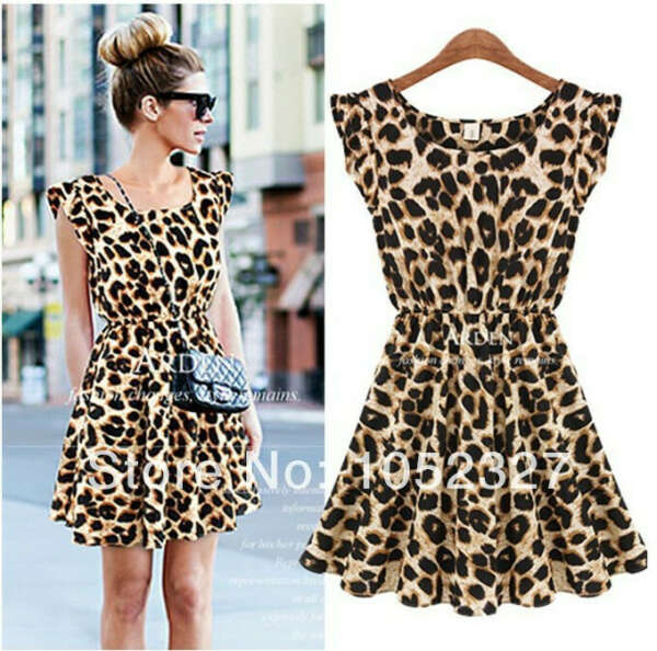 New 2014 Vintage summer Sexy women leopard Patchwork fold design brief mini chiffon Short Tank winter Casual bodycon Dresses-in Dresses from Apparel & Accessories on Aliexpress.com