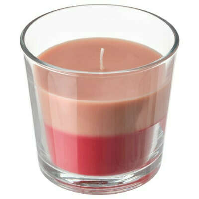 FORTGÅ ФОРТГО Ароматическая свеча в стакане, Свежая клубника/красно-розовый, 9 см