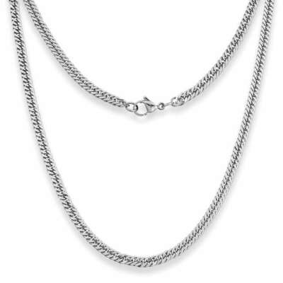 4mm Curb Mens Necklace - Silver Chain Stainless Steel Jewellery (06)