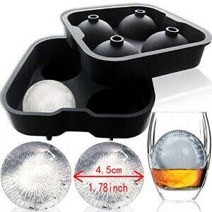 #1 Upgraded Version Ice Ball Maker - Susan&#039;s Ice Ball Maker Mold - 4 Whiskey Ice Balls - Premium Black Flexible Silicone Round Spheres Ice Tray- Molds 4 X 4.5cm Round Ice Ball Spheres(Black)
