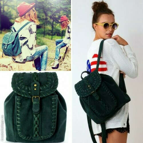 Chicwish Green Knit Backpack
