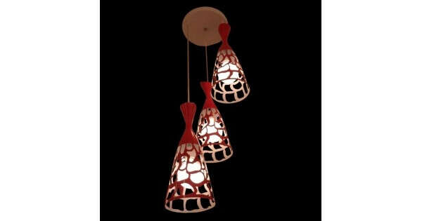 Attractive Red Geometric Patterned Cluster Pendant Light with LED Bulbs