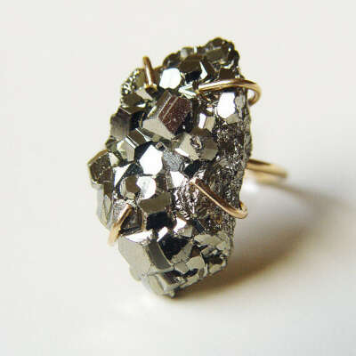 Pyrite Crystal Gold Ring