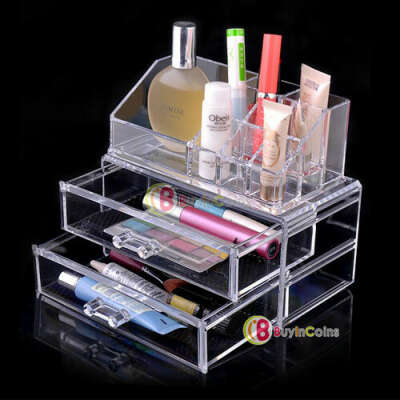 Hot Cosmetic Jewelry Case Rack Makeup Organizer Collection Box 2 Storage Drawers