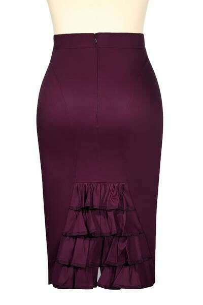 Vintage Violet Plain Wiggle Skirt (Plum)