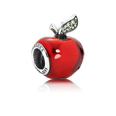 PANDORA | Disney Snow White apple silver charm with red enamel and dark green cubic zirconia